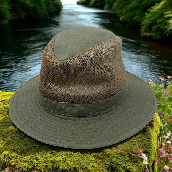 Vintage Dorfman Pacific Co. Boonie Safari Hat Sz M Olive Green Mesh Vented - Picture 1 of 6